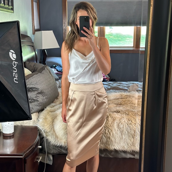 La Perla Gold Pencil Skirt, New with Tags, Medium - Picture 1 of 12